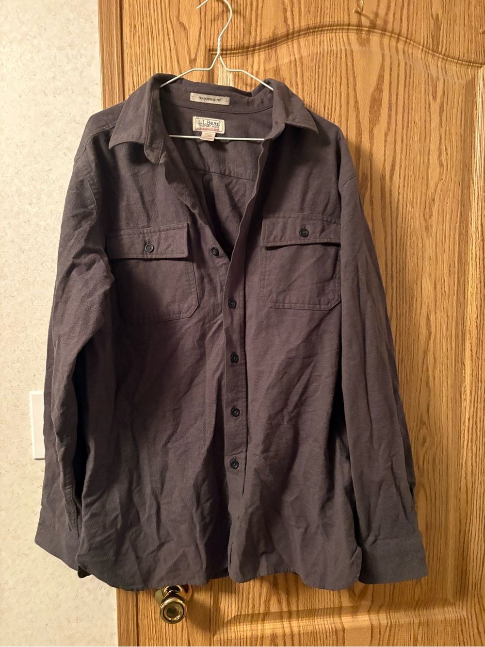 L.L. Bean Men's Dark Gray Button-Front Shirt Jacket